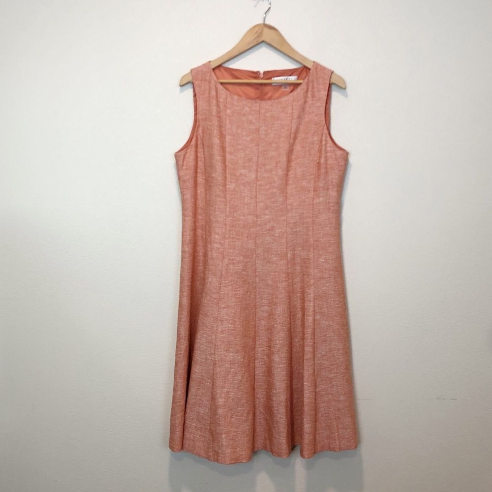 Kasper Linen Blend Sleeveless Fit & Flare Dress Career Size 12